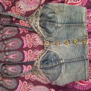 Denim crop top with spikes
